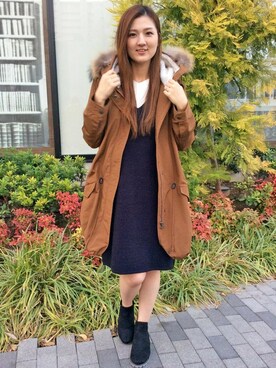 「LBC（エルビーシー）のアイテム（モッズコート）」を使った、mayuさん（レディース・165cm）の冬コーディネート