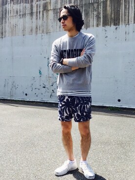 「fragment design（フラグメントデザイン）のアイテム（スウェット）」を使った、ガッツ‘石ころ’松さん（メンズ・170cm）の春コーディネート