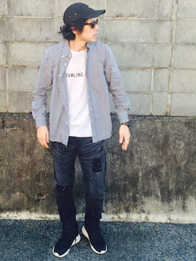 「Helasのアイテム」を使った、ガッツ‘石ころ’松さん（メンズ・170cm）の秋コーディネート