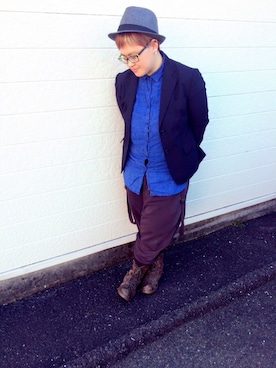 「青シャツ」｜mkさん（レディース・160cm）の春コーディネート