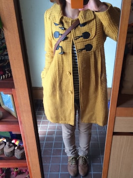 「アイテム（ダッフルコート、オレンジ系）」を使った、kayさん（レディース・156cm）の冬コーディネート