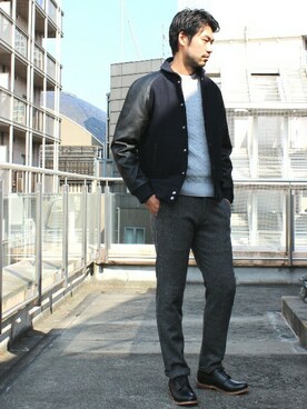 「JOURNAL STANDARD（ジャーナルスタンダード）のアイテム（スタジャン）」を使った、LASKA officialさん（メンズ・183cm）の秋コーディネート
