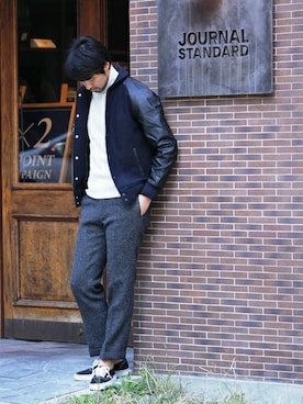 「JOURNAL STANDARD（ジャーナルスタンダード）のアイテム（スタジャン）」を使った、LASKA officialさん（メンズ・183cm）の秋コーディネート