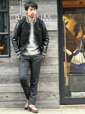 「JOURNAL STANDARD（ジャーナルスタンダード）のアイテム（スタジャン）」を使った、LASKA officialさん（メンズ・183cm）の秋コーディネート