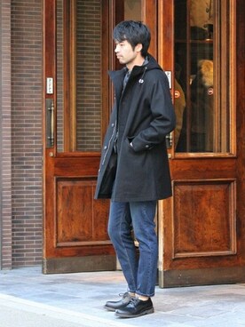 「メルトン」｜「アイテム（モッズコート）」を使った、LASKA officialさん（メンズ・183cm）の秋コーディネート