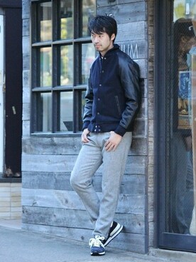 「JOURNAL STANDARD（ジャーナルスタンダード）のアイテム（スタジャン）」を使った、LASKA officialさん（メンズ・183cm）の秋コーディネート