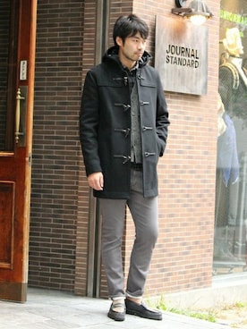 「JOURNAL STANDARD（ジャーナルスタンダード）のアイテム（ダッフルコート）」を使った、LASKA officialさん（メンズ・183cm）の秋コーディネート