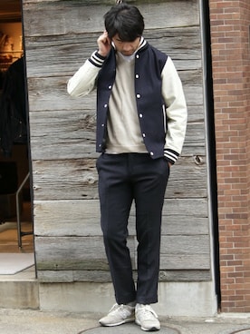 「JOURNAL STANDARD（ジャーナルスタンダード）のアイテム（スタジャン）」を使った、LASKA officialさん（メンズ・183cm）の冬コーディネート