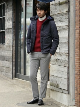 「フード」｜LASKA officialさん（メンズ・183cm）の冬コーディネート