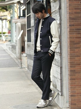 「JOURNAL STANDARD（ジャーナルスタンダード）のアイテム（スタジャン）」を使った、LASKA officialさん（メンズ・183cm）の冬コーディネート