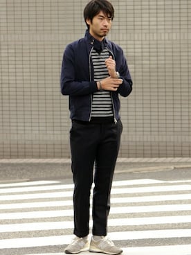 「ショート丈トップス」｜「アイテム（スウェット）」を使った、LASKA officialさん（メンズ・183cm）の冬コーディネート