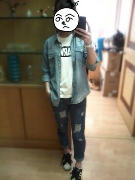 「UNIQLO Tシャツ」｜chiaki_kazukiさん（レディース・161cm）の秋コーディネート