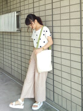 「UBIQ（ユービック）のUBIQ / PLATFORM SANDAL（サンダル）」を使った、ｐａｎａさん（レディース・162cm）の夏コーディネート