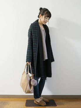 「コーディガン」｜「アイテム（財布/小物）」を使った、ｐａｎａさん（レディース・162cm）の秋コーディネート