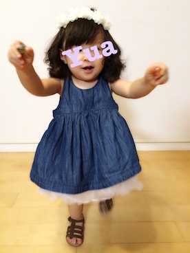 「Moujonjon（ムージョンジョン）のアイテム（スカート）」を使った、a.yuaaaさん（キッズ・70cm）の夏コーディネート