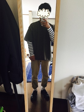 「WEGO（ウィゴー）のWEGO/スラブ天竺ビッグTシャツ（Tシャツ/カットソー、グリーン系）」を使った、Ariaさん（メンズ）の夏コーディネート