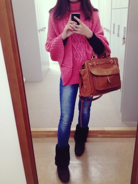 「ピンクニット」｜N.Y.さん（レディース・158cm）の秋コーディネート