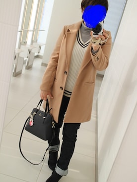 「アイテム（チェスターコート）」を使った、コフィさん（レディース・160cm）の冬コーディネート