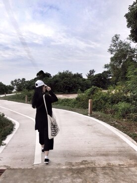 「Nike flyknit」｜「アイテム（帽子）」を使った、YoungChenさん（レディース・161cm）の夏コーディネート