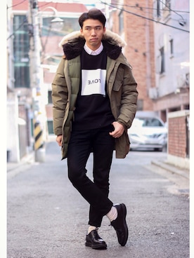 「sweatshirt」｜「アイテム（ジャケット/アウター）」を使った、koalrangさん（メンズ・174cm）の冬コーディネート