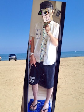 「ROLLING CRADLE（ローリングクレイドル）のアイテム（タンクトップ）」を使った、アナーキー田中さん（メンズ・171cm）の夏コーディネート