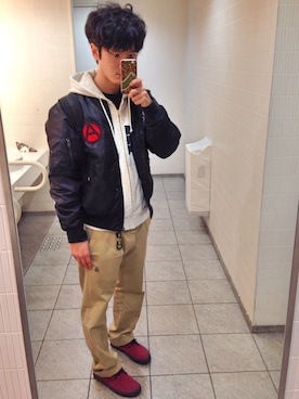 「フェススタイル」｜「アイテム（その他アウター）」を使った、アナーキー田中さん（メンズ・171cm）の冬コーディネート