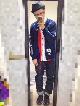 「アイテム（ウォレットチェーン）」を使った、アナーキー田中さん（メンズ・171cm）の冬コーディネート