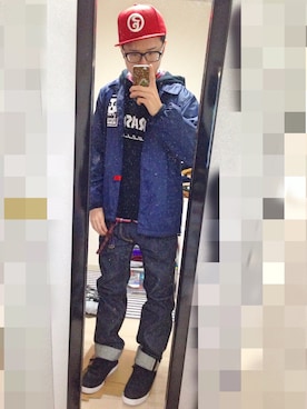 「ROLLING CRADLE（ローリングクレイドル）のアイテム（キャップ）」を使った、アナーキー田中さん（メンズ・171cm）の冬コーディネート