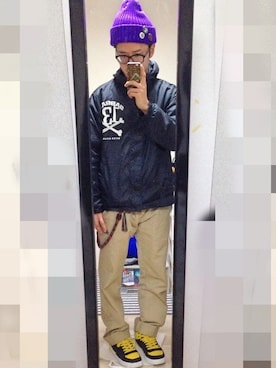 「ナイロンパーカー」｜「アイテム（財布/小物）」を使った、アナーキー田中さん（メンズ・171cm）の冬コーディネート