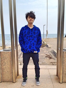 「ROLLING CRADLE（ローリングクレイドル）のアイテム（パーカー）」を使った、アナーキー田中さん（メンズ・171cm）の春コーディネート