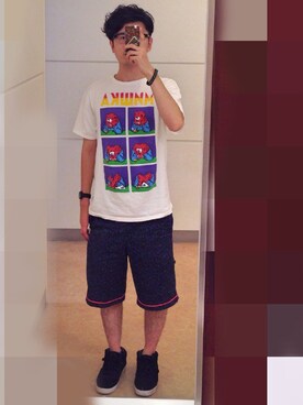 「THUNDERBOX（サンダーボックス）のアイテム（パンツ）」を使った、アナーキー田中さん（メンズ・171cm）の夏コーディネート