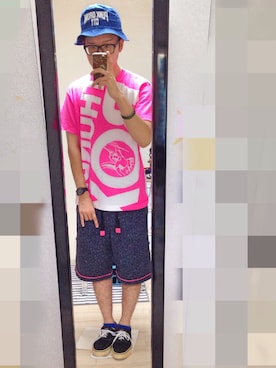 「THUNDERBOX（サンダーボックス）のアイテム（パンツ）」を使った、アナーキー田中さん（メンズ・171cm）の夏コーディネート