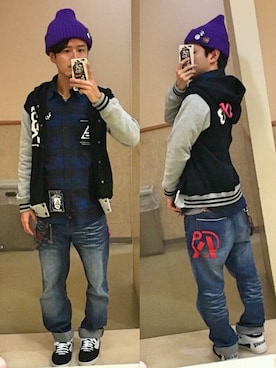 「ANARC of hex（アナークオブヘックス）のアイテム」を使った、アナーキー田中さん（メンズ・171cm）の冬コーディネート