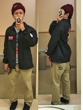 「seedleSs（シードレス）のアイテム」を使った、アナーキー田中さん（メンズ・171cm）の冬コーディネート