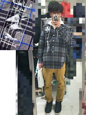 「ANARC of hex（アナークオブヘックス）のアイテム」を使った、アナーキー田中さん（メンズ・171cm）の冬コーディネート