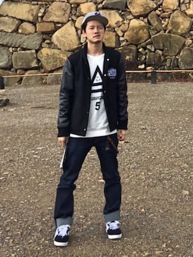 「ANARC of hex（アナークオブヘックス）のアイテム」を使った、アナーキー田中さん（メンズ・171cm）の冬コーディネート