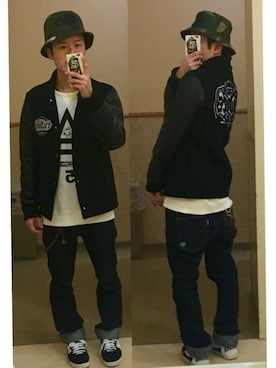 「ANARC of hex（アナークオブヘックス）のアイテム」を使った、アナーキー田中さん（メンズ・171cm）の冬コーディネート