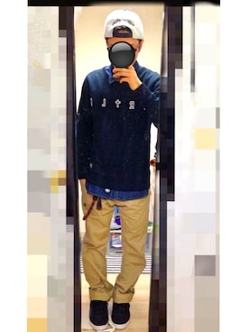 「SABBAT13（サバト）のアイテム（パンツ）」を使った、アナーキー田中さん（メンズ・171cm）の冬コーディネート