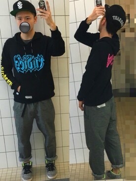 「SQUAIR（スクエア）のアイテム」を使った、アナーキー田中さん（メンズ・171cm）の春コーディネート