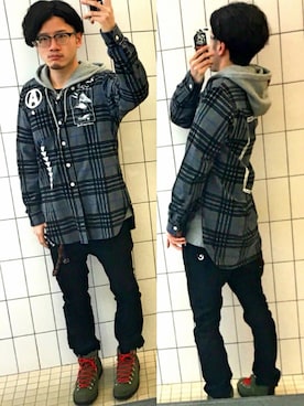 「ROLLING CRADLE（ローリングクレイドル）のアイテム（パーカー）」を使った、アナーキー田中さん（メンズ・171cm）の春コーディネート