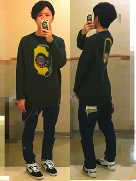 「ROLLING CRADLE（ローリングクレイドル）のアイテム（ニット/セーター）」を使った、アナーキー田中さん（メンズ・171cm）の春コーディネート
