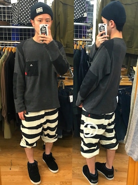 「ROLLING CRADLE（ローリングクレイドル）のアイテム（ニットキャップ/ビーニー）」を使った、アナーキー田中さん（メンズ・171cm）の春コーディネート