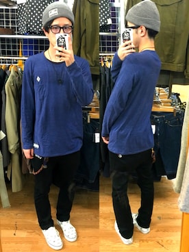 「ROLLING CRADLE（ローリングクレイドル）のアイテム（ニットキャップ/ビーニー）」を使った、アナーキー田中さん（メンズ・171cm）の春コーディネート