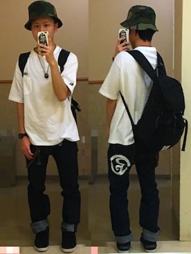 「ROLLING CRADLE（ローリングクレイドル）のアイテム（デニムパンツ）」を使った、アナーキー田中さん（メンズ・171cm）の春コーディネート