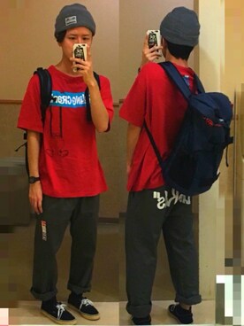 「ROLLING CRADLE（ローリングクレイドル）のアイテム（ニットキャップ/ビーニー）」を使った、アナーキー田中さん（メンズ・171cm）の春コーディネート