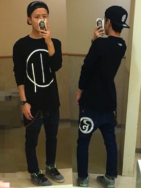 「SQUAIR（スクエア）のアイテム」を使った、アナーキー田中さん（メンズ・171cm）の春コーディネート