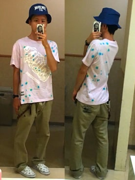 「SABBAT13（サバト）のアイテム（パンツ）」を使った、アナーキー田中さん（メンズ・171cm）の夏コーディネート