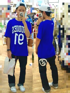 「ROLLING CRADLE（ローリングクレイドル）のアイテム（デニムパンツ）」を使った、アナーキー田中さん（メンズ・171cm）の夏コーディネート