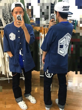 「ROLLING CRADLE（ローリングクレイドル）のアイテム（デニムパンツ）」を使った、アナーキー田中さん（メンズ・171cm）の夏コーディネート