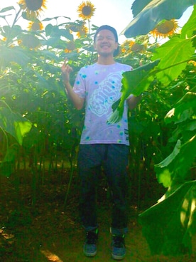 「SQUAIR（スクエア）のアイテム」を使った、アナーキー田中さん（メンズ・171cm）の夏コーディネート